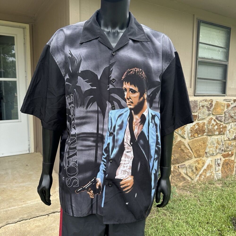 Original Gangster Shirt Mens‎ Shirt 3XL Al Pacino Scarface Button Down Oversized